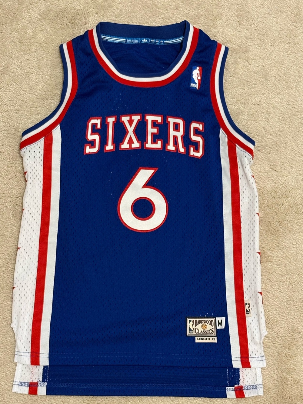 Vintage Adidas Philadelphia 76ers Julius "Dr. J" Erving Jersey (Kids Size M +2)